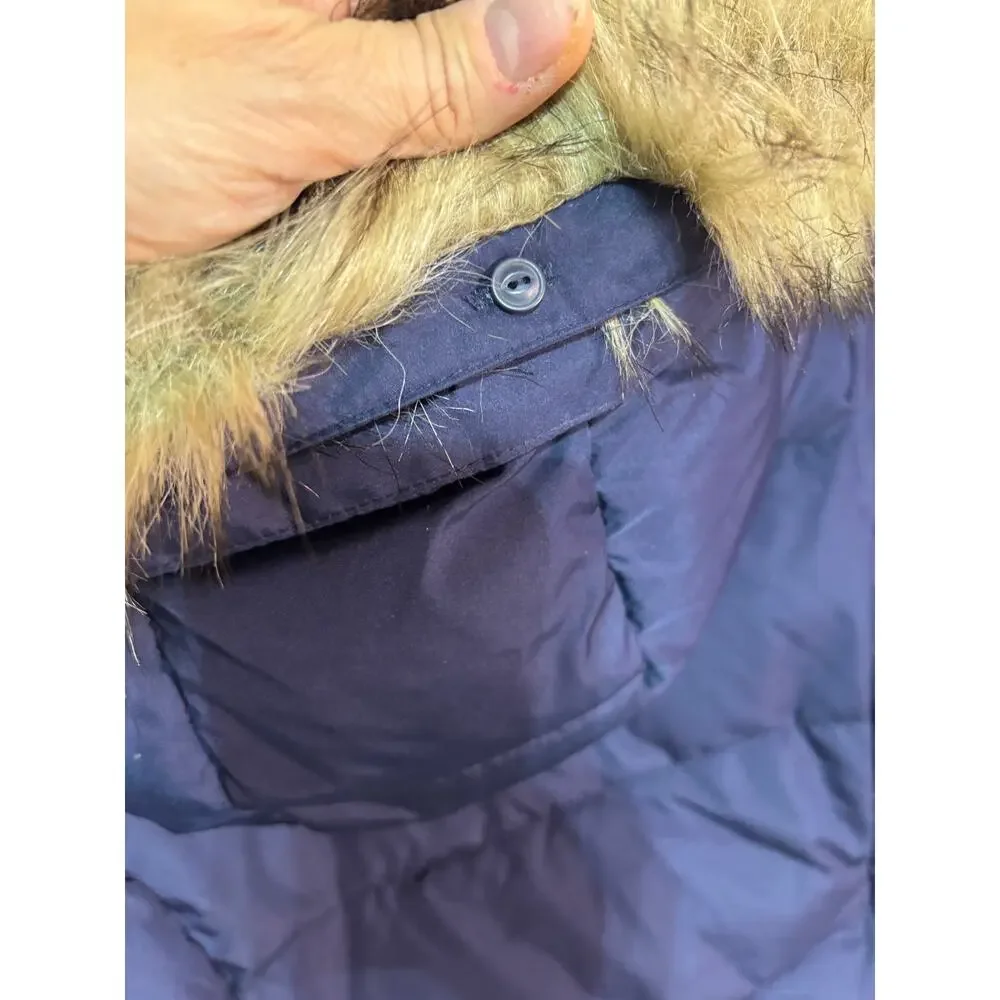 Gap M heavy weight puffer coat 3/4 length hooded pocket euc